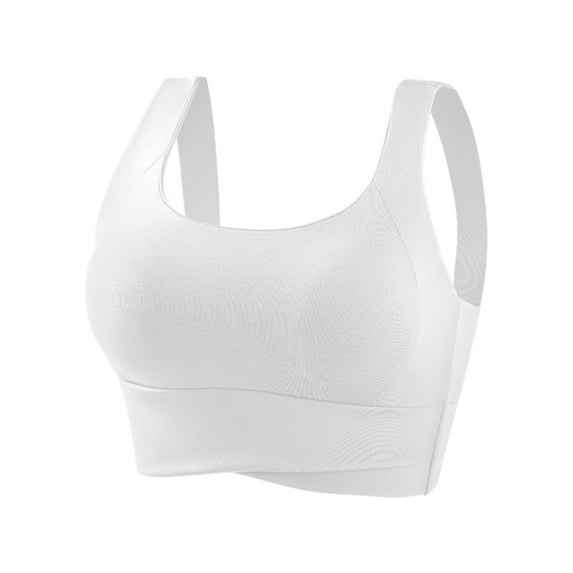 High Impact Sports Bras For Women Racerback Running Bra Workout Full Coverage Push Up Sports Yoga Top Basic Bra (XL, White)
