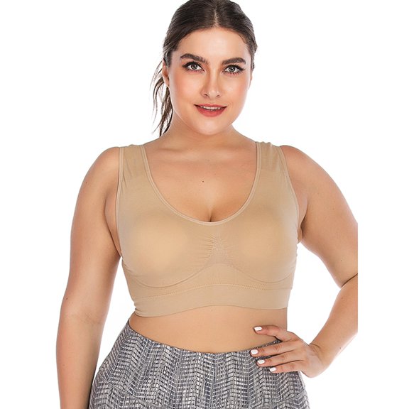High Impact Sports Bras for Women, Sports Bras for Women, Workout Bras for Women, Yoga Bras, Beige, 4XL
