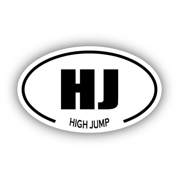 High Jump HJ Oval Bumper Sticker 3M Vinyl Decal 3 in x 5 in