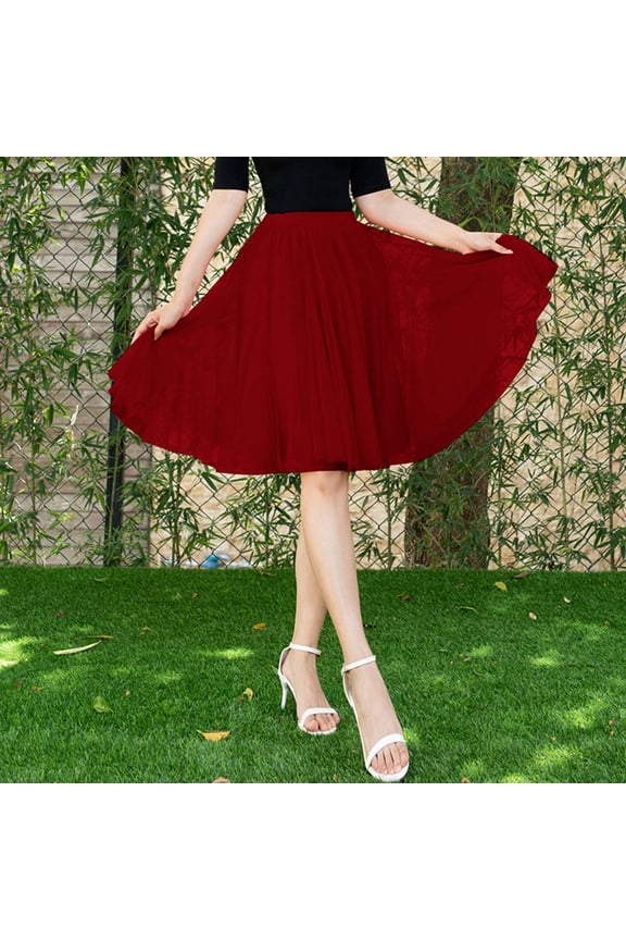 High Knee Skirt Quality Pleated Length Skirt Dancing Womens Adult Skirt Beach Skirt Poodle Skirts for Women Pencil Skirts for Women below Knee Preppy Skirts Skirt with Pockets Skirt Leggings for Women