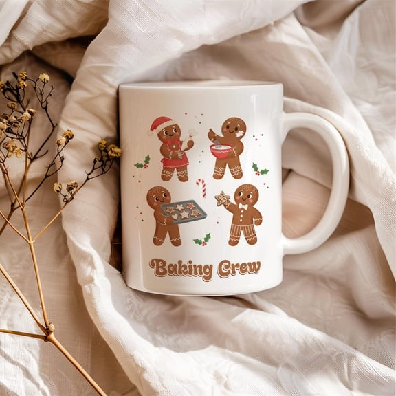 Gingerbread Mug, Baking Crew, Cistmas Mug, day Baking Gift, Gift Baker, Cute Coffee Cup, Stocking Stuffer, Cookie Baking Mug.