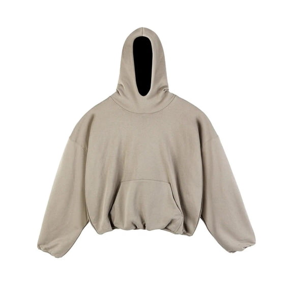 High Level HL - Oversized Hoodie with Drop Shoulders and Front Pocket Relaxed fit Snug Hood - Greige or Black - Casual Fashion Menswear Stylish Tops Pullover (Greige, S)