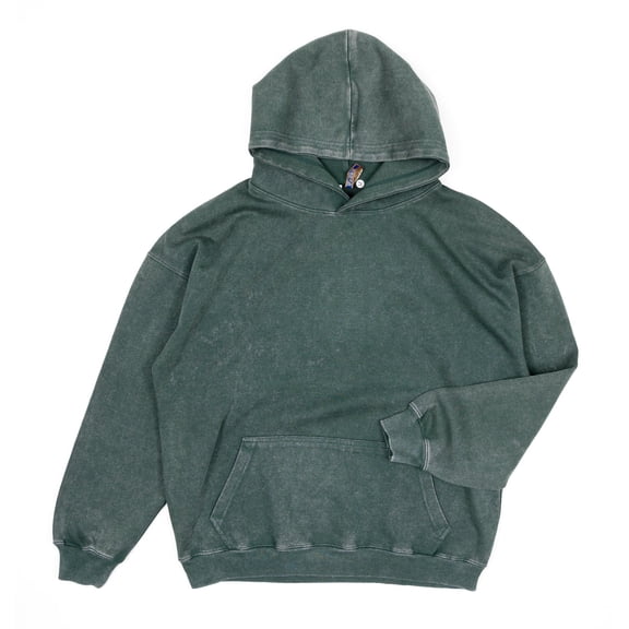 High Level HL Vintage Comfort Stone-Washed Cotton Hoodie Oversized Boxy Fit Box Fit Drop Shoulder - Pink or Forest Green - Unisex, Men, Women, no-drawstring hood, no-lining Casual Pullover Streetwear