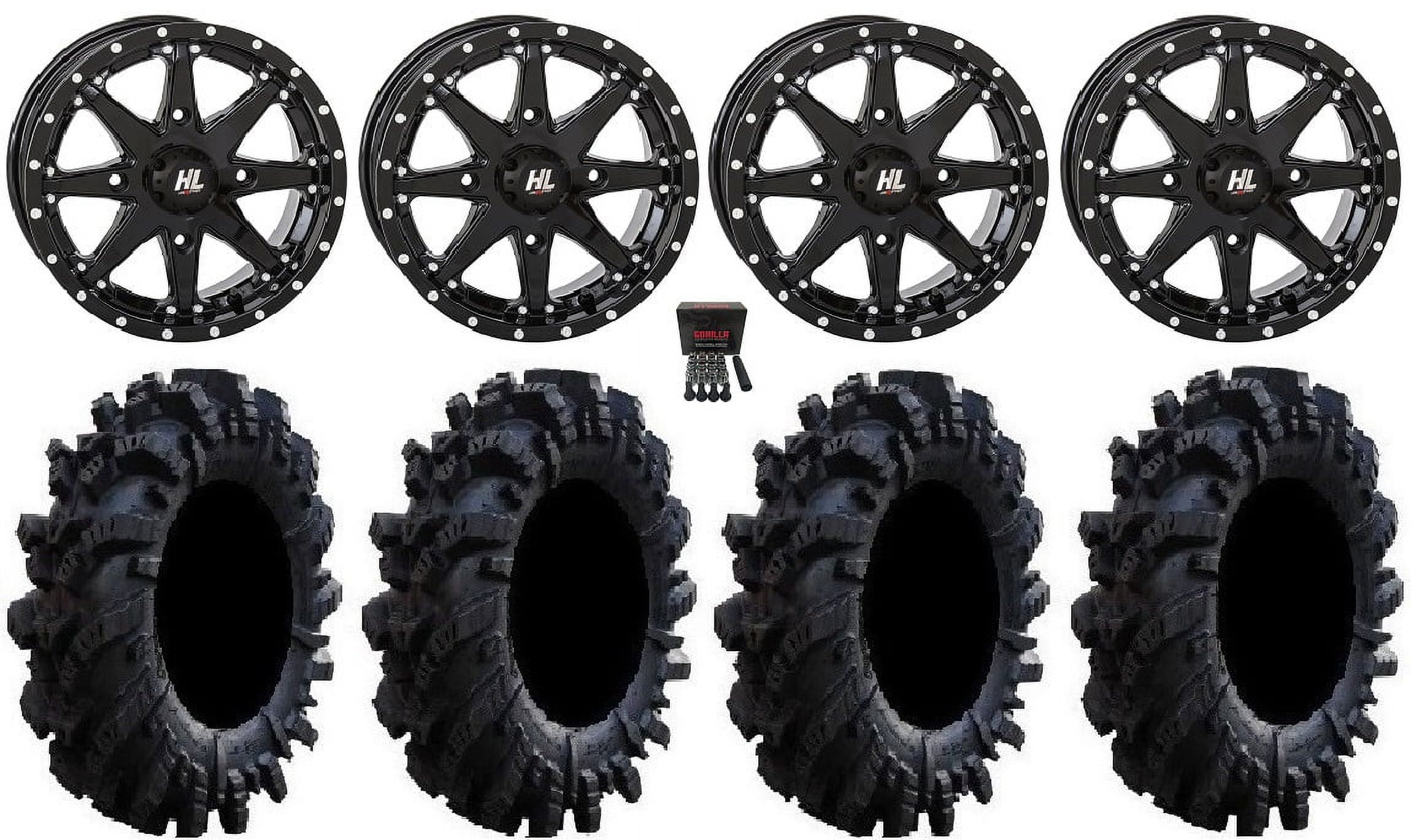 Tusk Tapered Spline Drive Lug Nut Kit - 12mm X 1.25mm Thread (16 Pack) Black For Kawasaki KRX/Teryx & Yamaha RMAX/CFMOTO