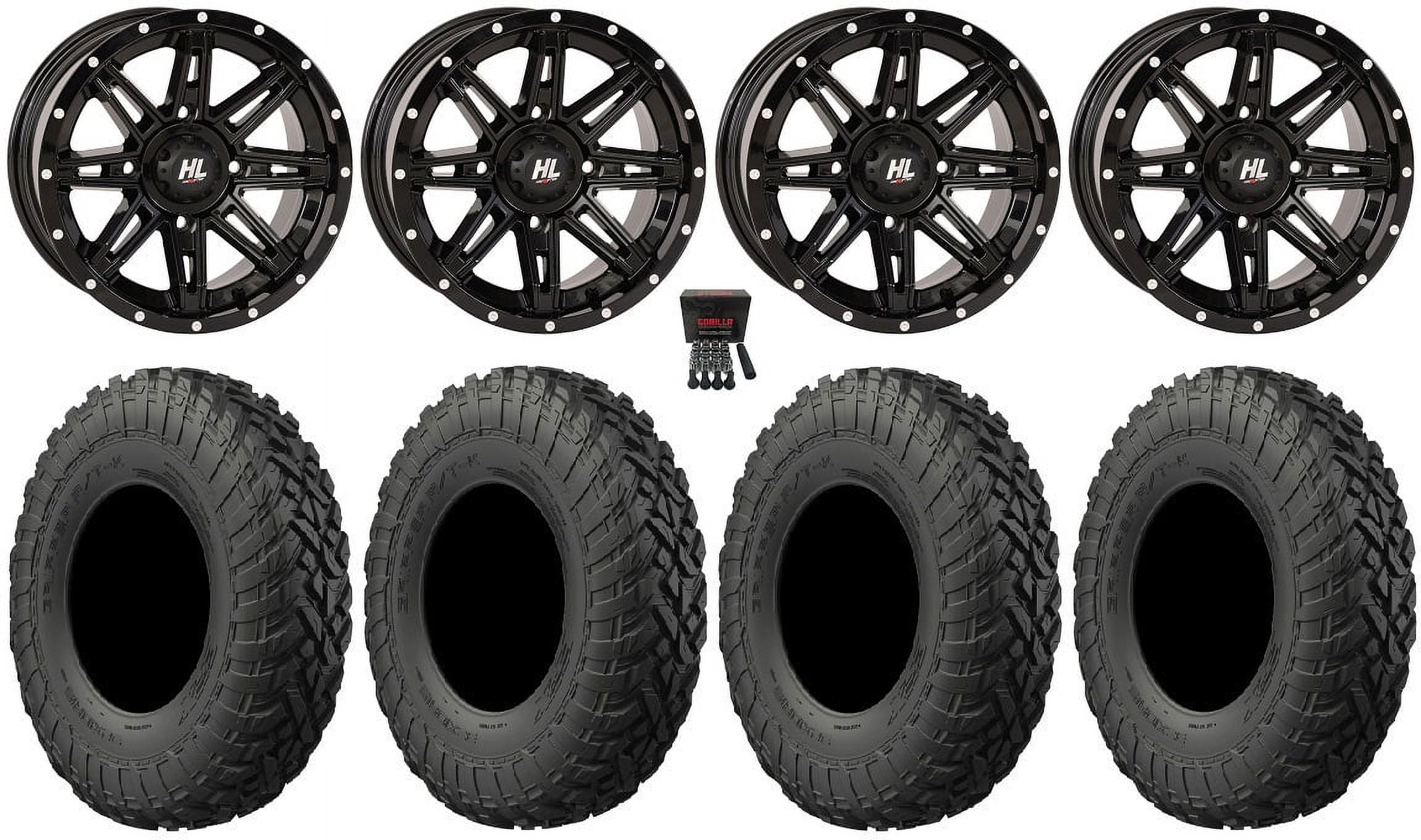 ATV/UTV Wheel & Tire Bundle - 4x High Lifter HL10 14" Black Wheels & 30x10-14 ACP Tires With Lug Kit (4x156 Bolt)
