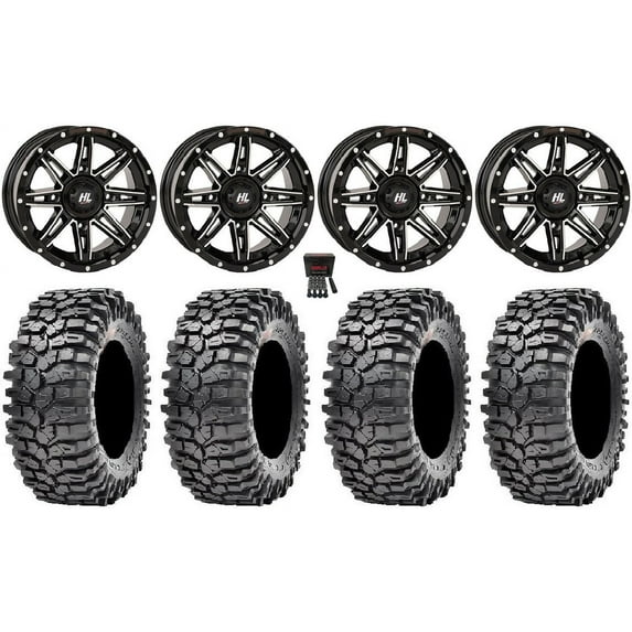 High Lifter HL22 14" Wheels Machined 32" Roxxzilla 396 Tires Can-Am Maverick X3 / Honda Pioneer 1000 / Talon