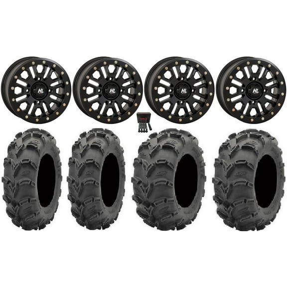 High Lifter HL23 Bdlk 14" Wheels Bk 27" Mud Lite XL Tires Can-Am Maverick X3 / Honda Pioneer 1000 / Talon