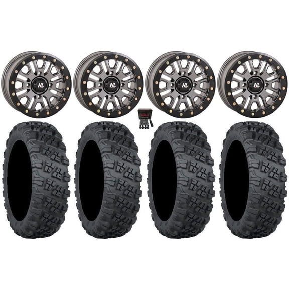 High Lifter HL23 Bdlk 15" Wheels Gm 32" Versa Cross V3 Tires Kawasaki Teryx Mule