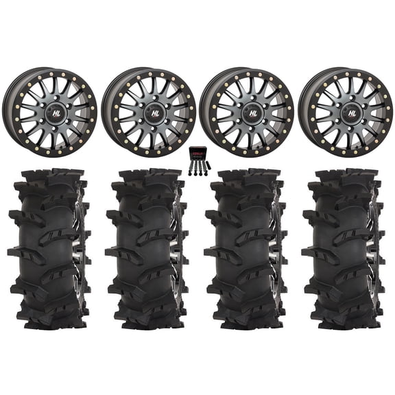 High Lifter HL24 Bdlk 15" Wheels Dt +38mm 33" Outlaw Max Tires Can-Am Maverick R