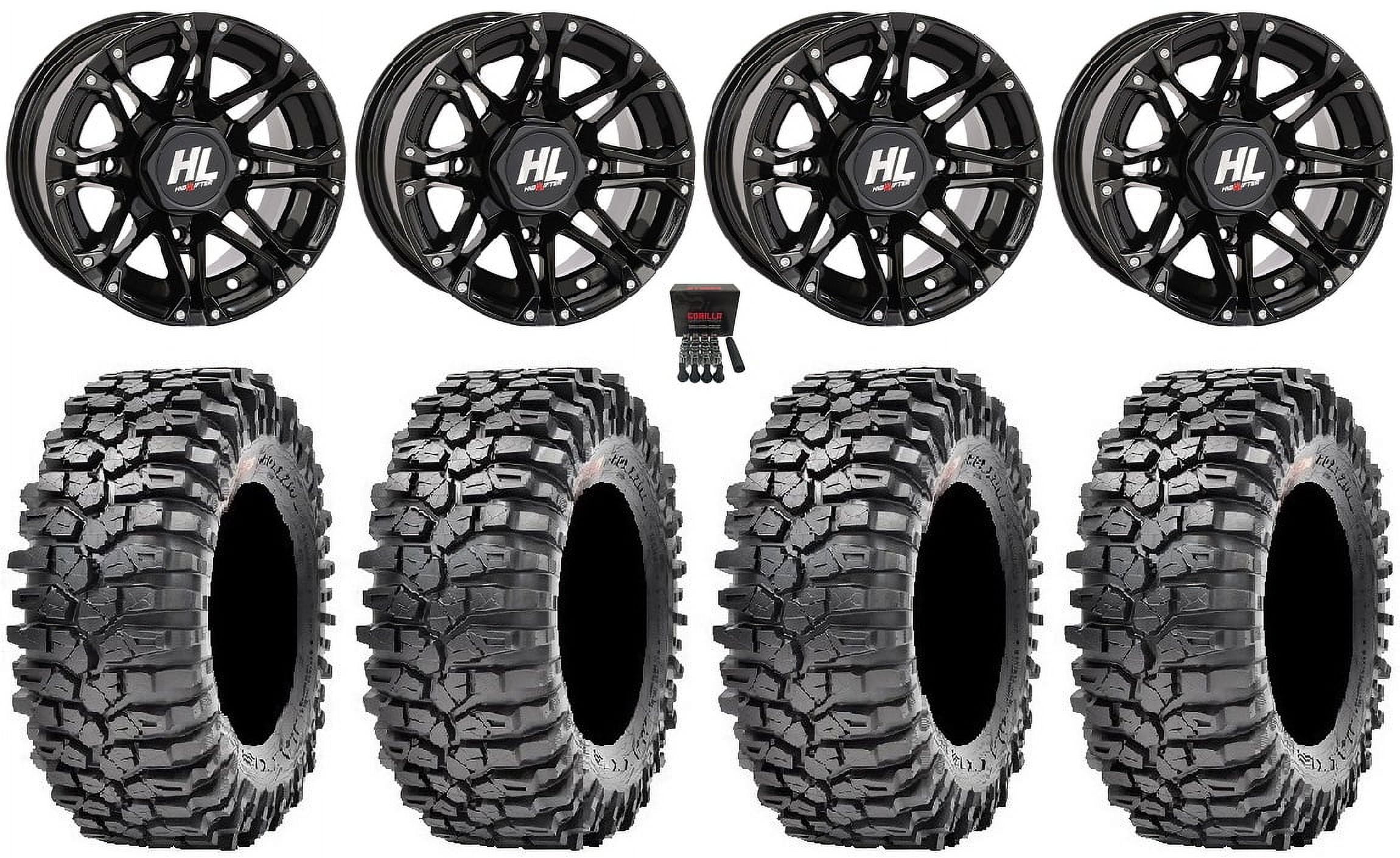 High Lifter HL3 14" Wheels Black 30" Roxxzilla 396 Tires Yamaha Viking Wolverine YXZ1000R CFMoto ZForce 950 UForce 1000