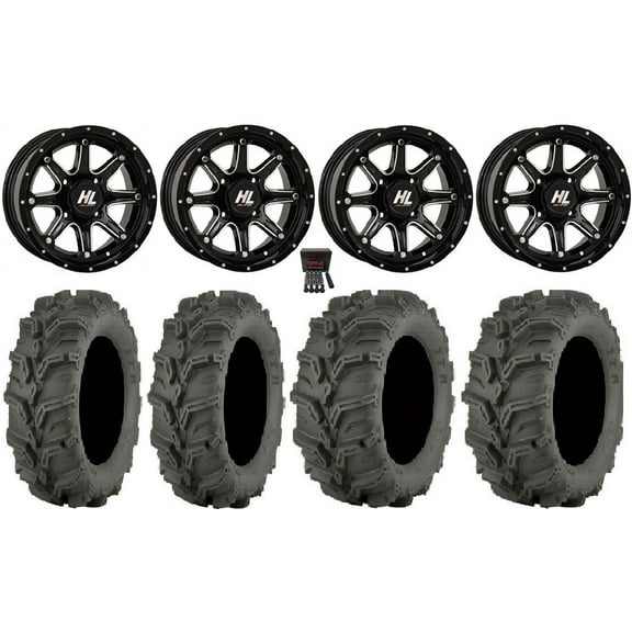 High Lifter HL4 12" Wheels Machined 25" Mud Lite XTR Tires Can-Am Commander Maverick Renegade Outlander Defender