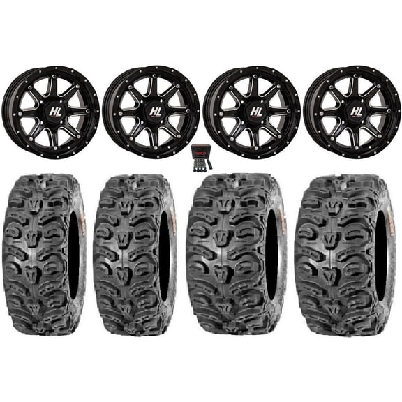 High Lifter HL4 12" Wheels Machined 26" Bear Claw HTR Tires Can-Am Commander Maverick Renegade Outlander Defender