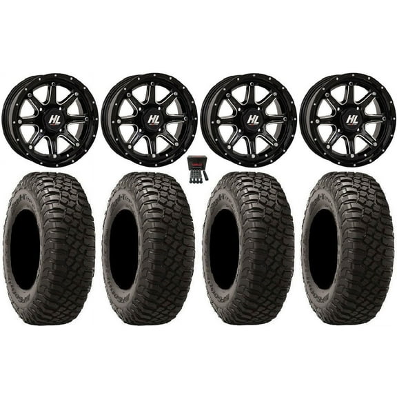 High Lifter HL4 14" Wheels Machined 28" BFG KM3 Tires Can-Am Commander Maverick Renegade Outlander Defender