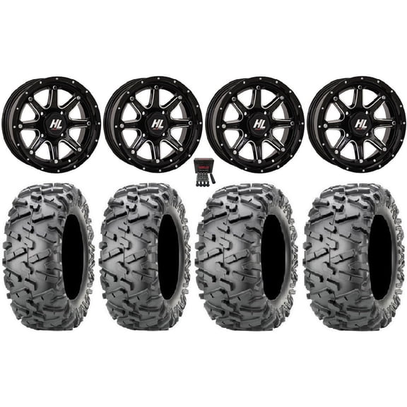 High Lifter HL4 14" Wheels Machined 28" BigHorn 2.0 Tires Kawasaki Teryx Mule