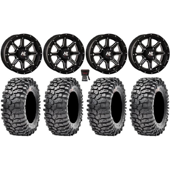 High Lifter HL4 14" Wheels Machined 30" Roxxzilla 396 Tires Can-Am Commander Maverick Renegade Outlander Defender