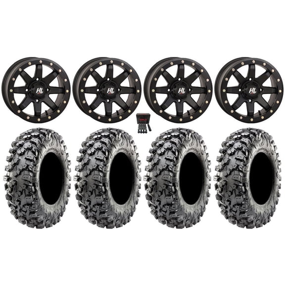 High Lifter HL9 Bdlk 14" Wheels Bk 6+1 30" Carnivore R/T Tires Can-Am Commander Maverick Renegade Outlander Defender
