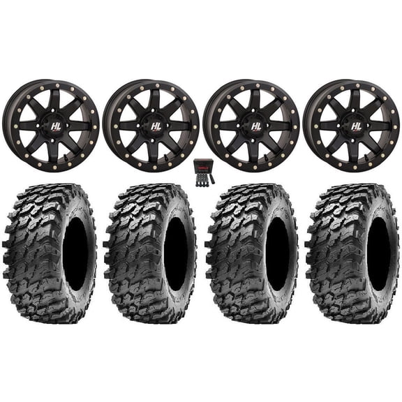High Lifter HL9 Bdlk 14" Wheels Bk 6+1 32" Rampage Tires Can-Am Commander Maverick Renegade Outlander Defender