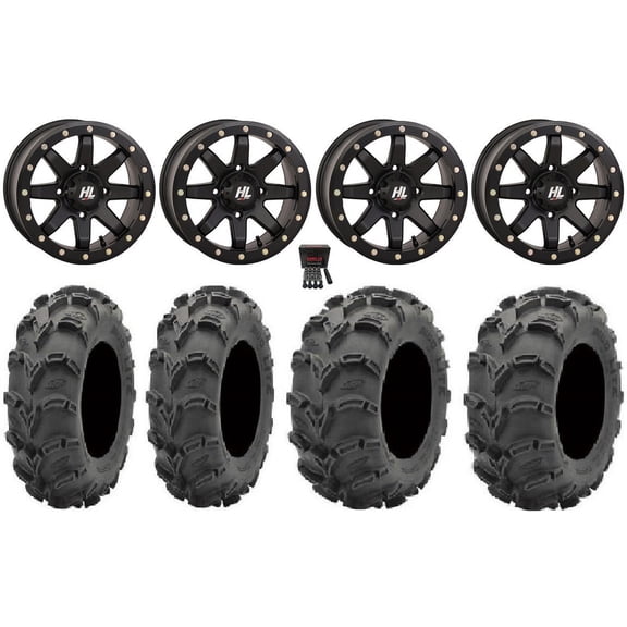High Lifter HL9 Beadlock 14" Wheels Bk (4+3) 28" Mud Lite XL Tires Can-Am Maverick X3 / Honda Pioneer 1000 / Talon