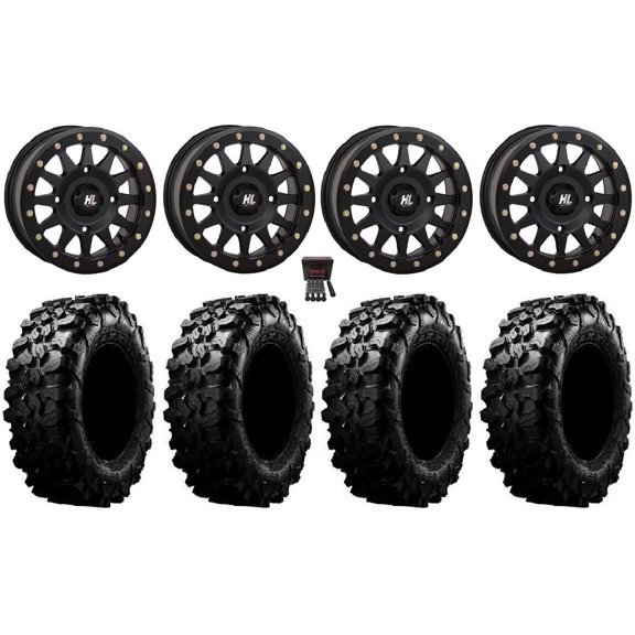 High Lifter HLA1 Bdlk 14" Wheels Bk 30" Carnivore Tires Can-Am Maverick X3 / Honda Pioneer 1000 / Talon