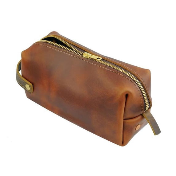 High Line Leather Pouch for Unisex, Saddle - Large