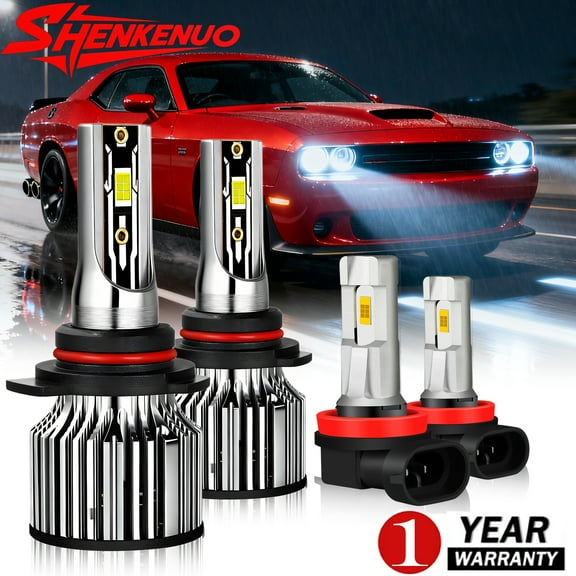 High&Low Beam LED Headlight Bulb+Fog Light- Compatible with 2015 - 2020 Dodge Challenger 2016 2017 2018 2019