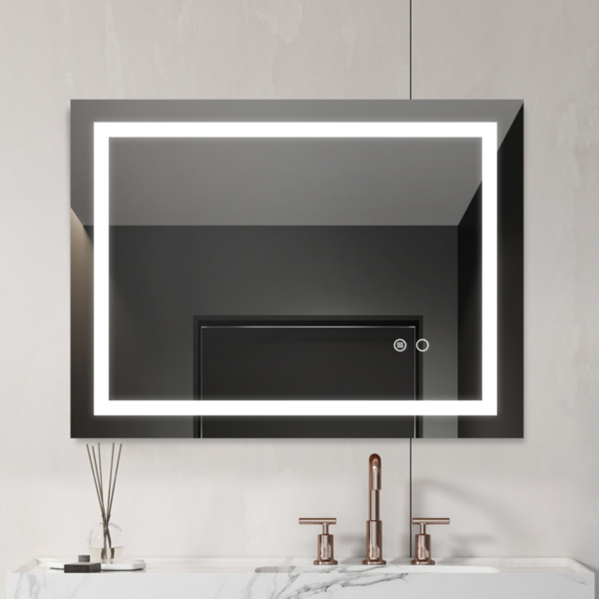 High Lumen LED Lighted Bathroom Wall Mounted Mirror with AntiFog