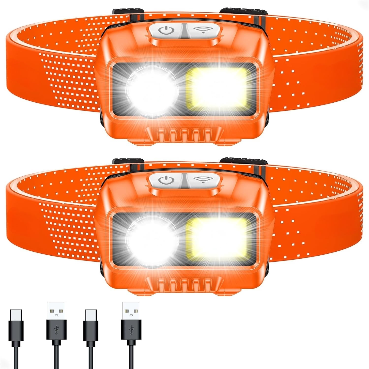 High Lumen Rechargeable LED Headlamp, 2000 Lumens Super Bright Dimmable Headlight with Motion Sensor - 8 Lighting Modes, Adjustable Spotlight and Floodlight, IPX5 Waterproof, Hands-Free for Camping,