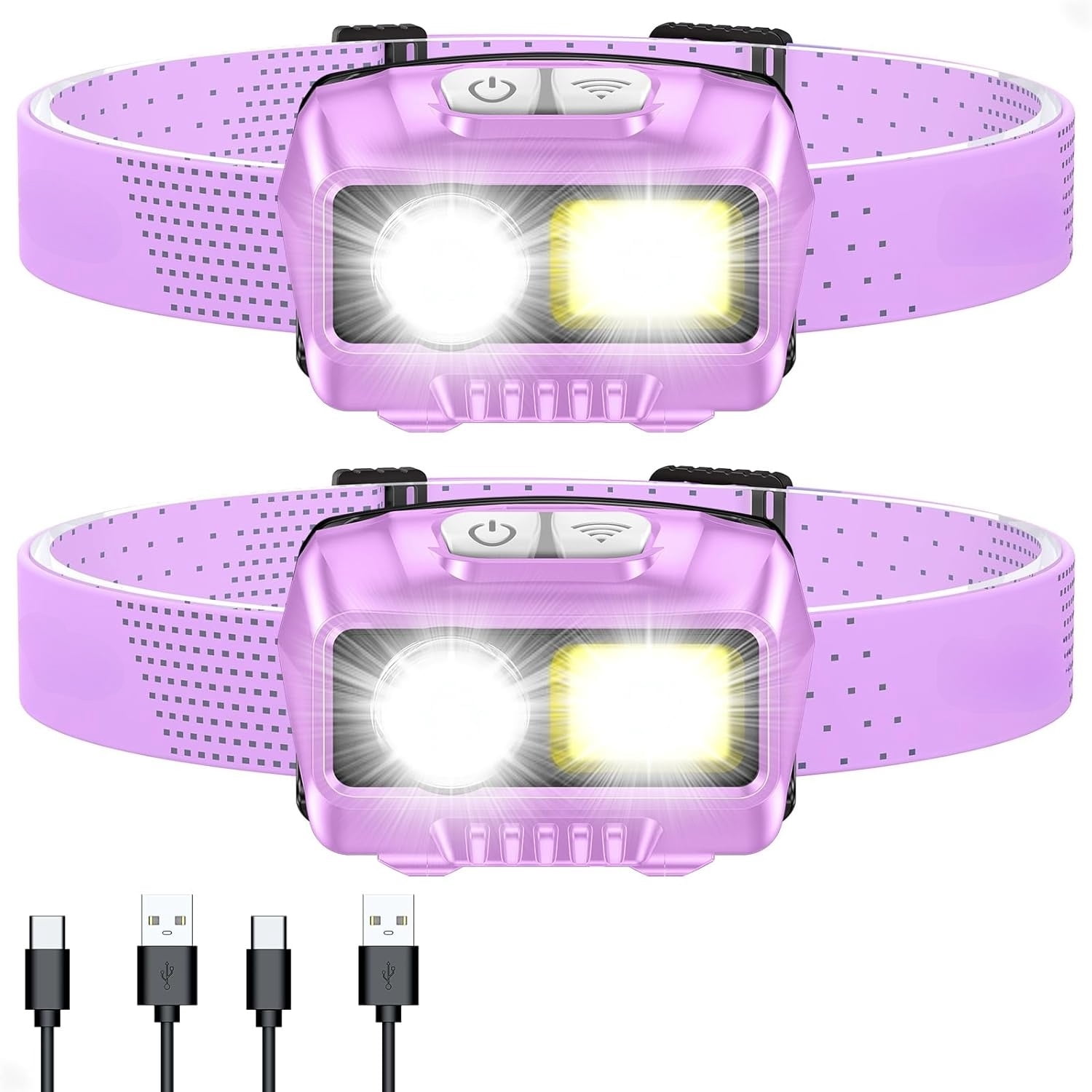 High Lumen Rechargeable LED Headlamp, 2000 Lumens Super Bright Dimmable Headlight with Motion Sensor - 8 Lighting Modes, Adjustable Spotlight and Floodlight, IPX5 Waterproof, Hands-Free for Camping,