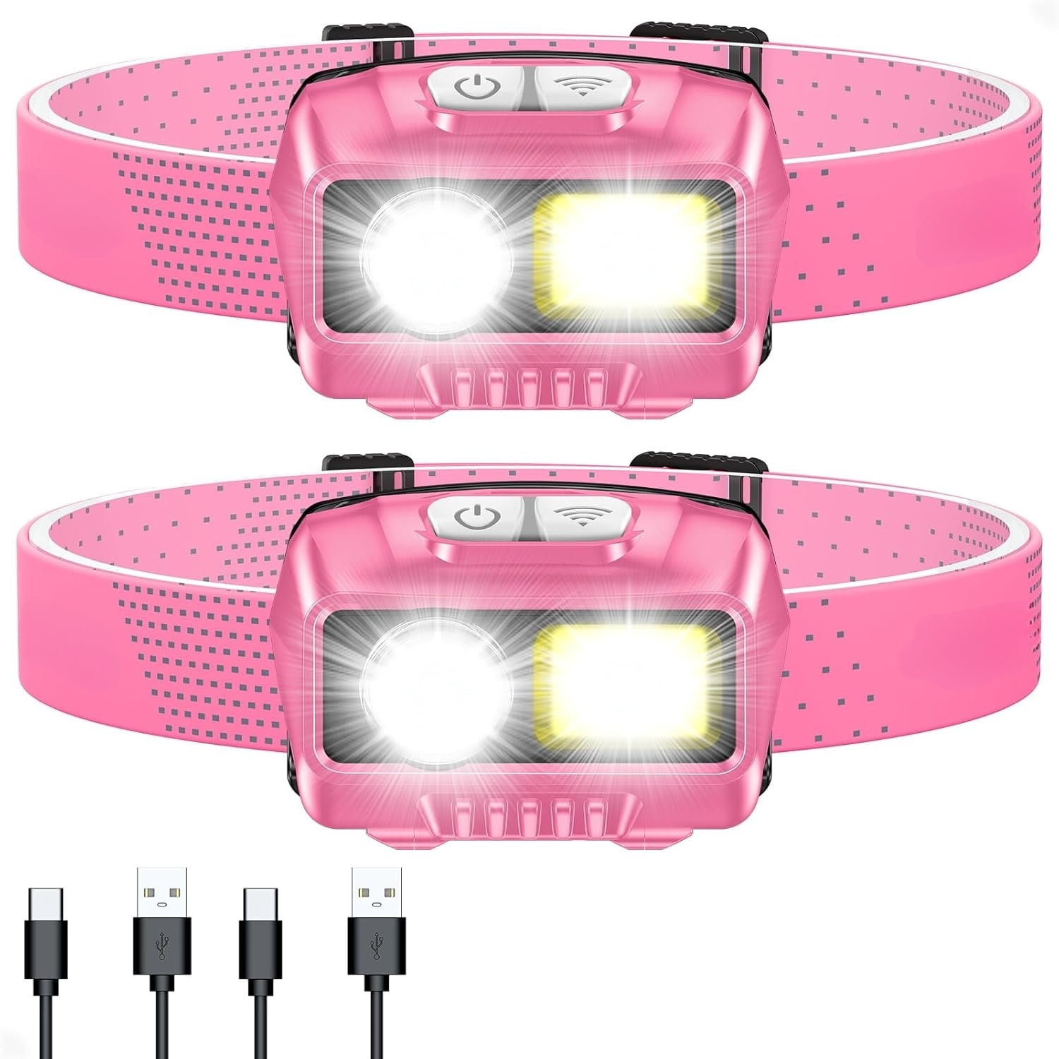 High Lumen Rechargeable LED Headlamp, 2000 Lumens Super Bright Dimmable Headlight with Motion Sensor - 8 Lighting Modes, Adjustable Spotlight and Floodlight, IPX5 Waterproof, Hands-Free for Camping,