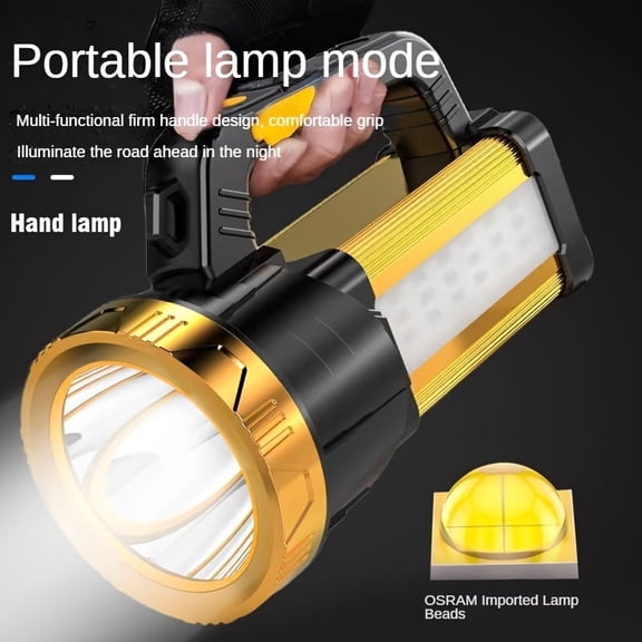 High Lumen Rechargeable LED Tactical Flashlight, Zoomable, Adjustable Brightness, 2400mAh Battery, IP65 Waterproof, Durable for Outdoor Camping & Emergency Use