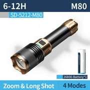 High Lumens LED Flashlight, Rechargeable Flashlight with Ignition Lens, Waterproof Tacticals Flash Light, Portable Zoomable 4 Modes LED Flashlight