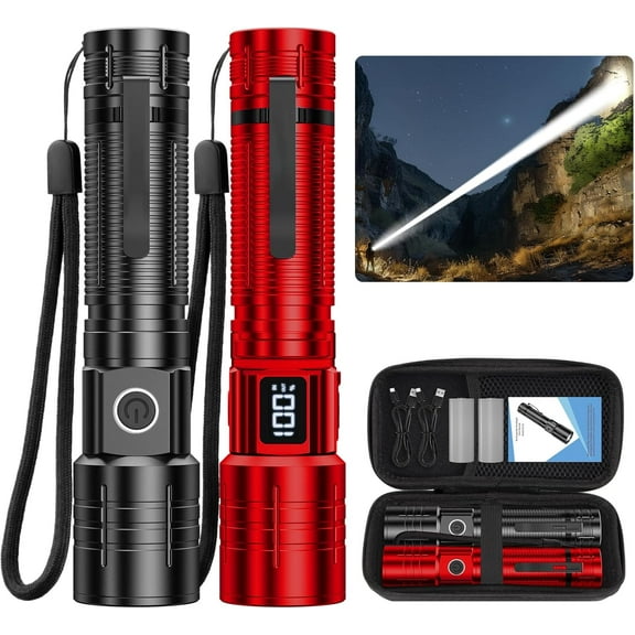 High Lumens LED Flashlight with Dimmable,Rechargeable Beam Tactical Flash Lights for outdoor activities
