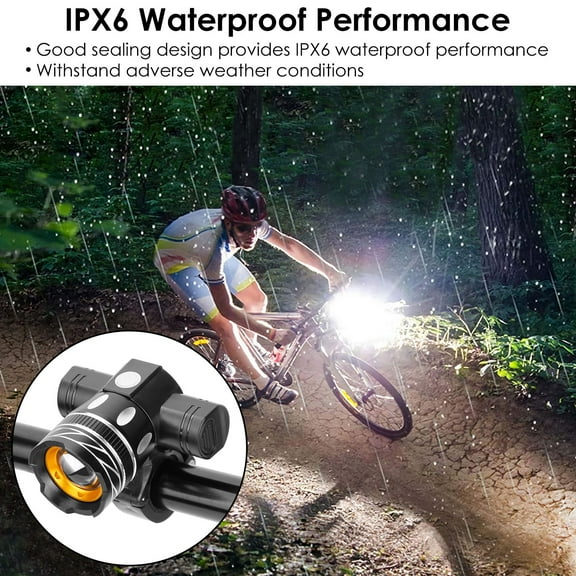 High Lumens Super Bright Bicycle Light, USB Rechargeable Bike Headlight, Waterproof Safety Bike Front Light for Road, Mountain, Night Riding, Black