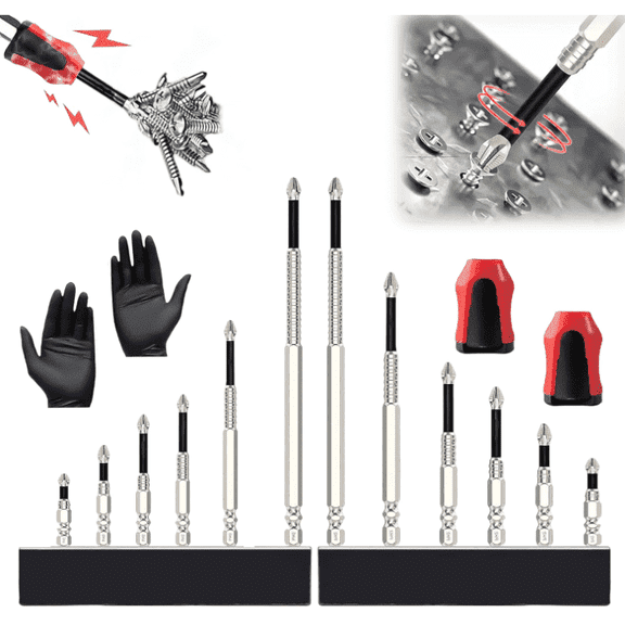 Vidonio 12-Pack High Magnetic Screwdriver Drill Bit Set,Impact Driver Bit Set,Magnetic Screwdriver Non Slip Bits,50 65 75 100 120 150mm Impact Bits