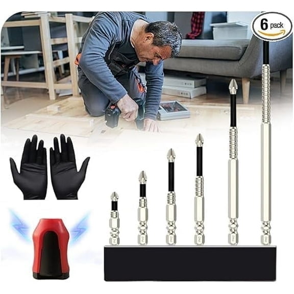 Vidonio 6-Pack High Magnetic Screwdriver Drill Bit Set,Impact Driver Bit Set,Magnetic Screwdriver Non Slip Bits,50 65 75 100 120 150mm Impact Bits