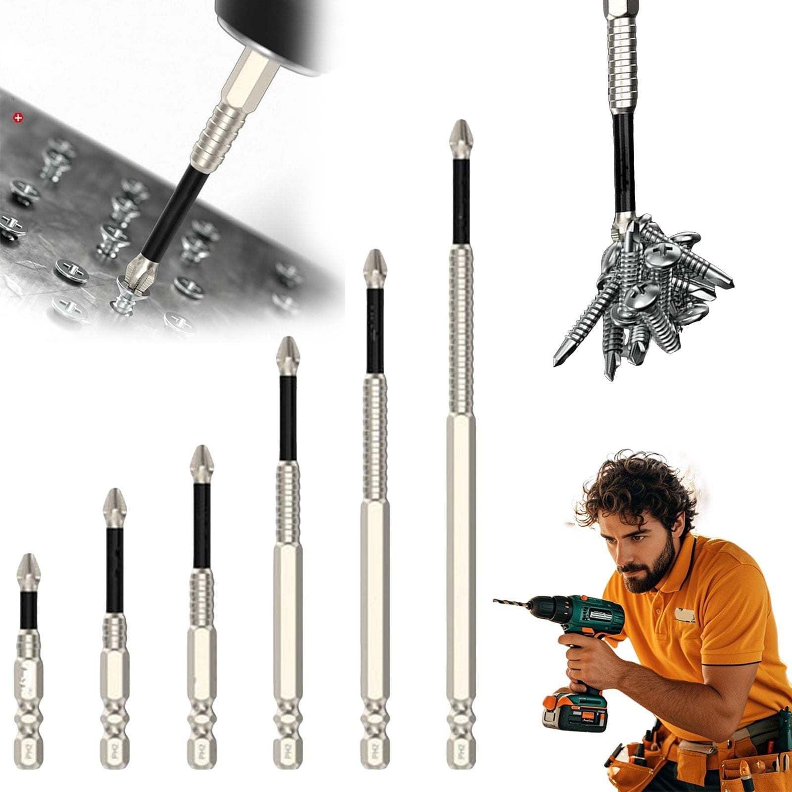 UHETLET 9-teiliges Schraubendreher-Set - Hochmagnetisch 25-150mm