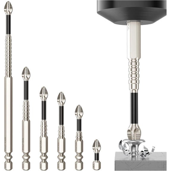 High-Magnetic Screwdriver Drill Bit Set - 6pcs Strong Magnetic Durability Screwdriver Drill Bit Set - Anti-Slip Electric Screwdrivers Set - 25 50 65 70 90 150mm, for Home DIY Professional Use (6pcs)
