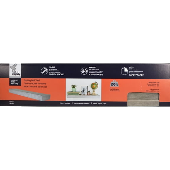 High & Mighty Floating Shelf Gray 24"