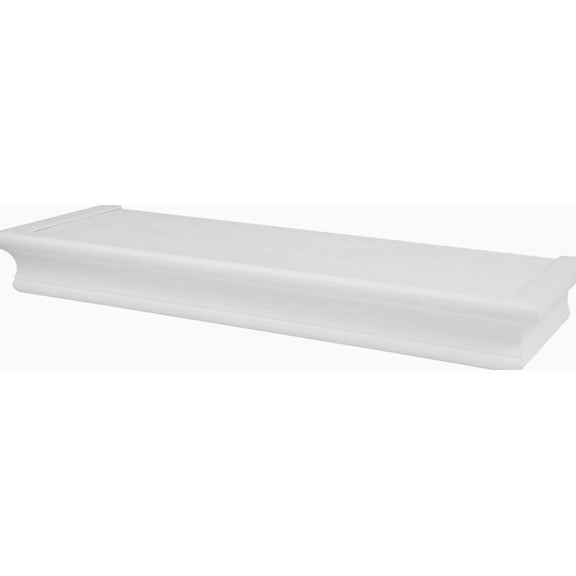 High Mighty Floating Shelf, Wall Mounted Storage Display, White Beveled Finish, 18 x 6 x 2 Inch, Tool Installation
