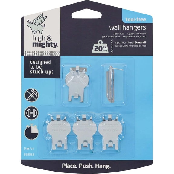 High & Mighty Picture Hangers, 20lb, 5 Sets