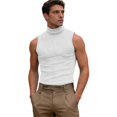 thumbnail image 1 of High Neck Ribbed Tank Top Men Sleeveless Muscle Tee Solid Color Striped Gym Slim Fit Clubwear Base Layer, 1 of 6