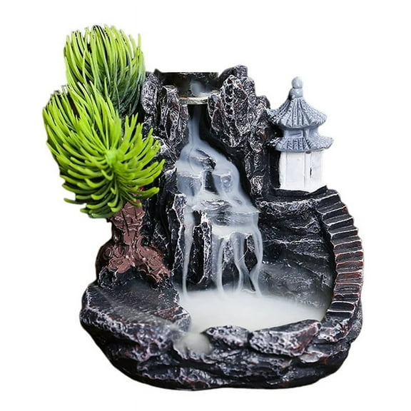 High Mountain Flowing Waterfall Backflow Incense Burner Home Fragrance Diffuser Incense Burner Decoration,A
