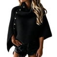 thumbnail image 1 of High Neck Button Down Knit Poncho for Women, Warm Shawl Winter Clothes for Women Cozy Travel Solid Color Large Scarf Wraps Fall Outfits Wrap Sweater Dress Shawls for Women,Black,One Size, 1 of 5