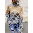 thumbnail image 1 of High Neck Geometric Colorblock Sweater, 1 of 2