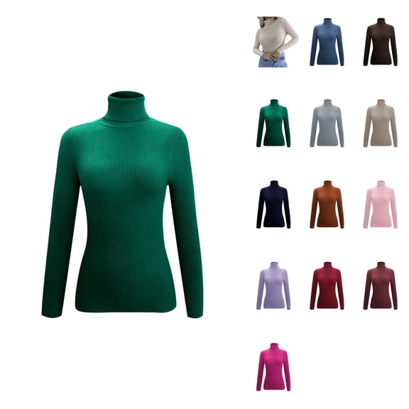 High Neck Knit Pullover Sweater Soft Comfortable Turtleneck Top Casual Winter Warm Fashion For Daily Wear