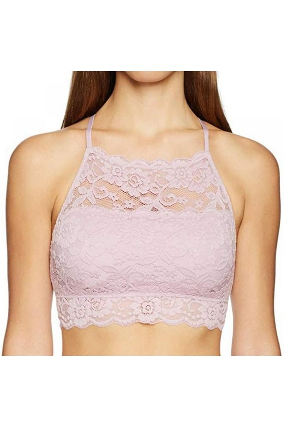 High-Neck Lace Bralette for Women Racerback Floral Crop Top Vest Bra