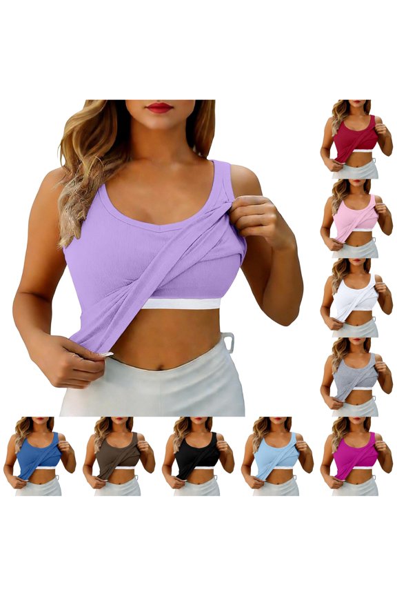 High Neck Long Sleeve Built in Bra Tank Top Seamless Slim Fit Camisole For Layering Comfortable Basic Shirt Back Support Top Women