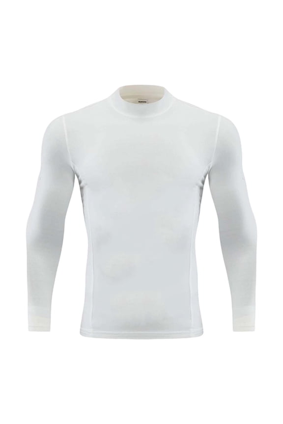 High Neck Long Sleeve Compression Athletic Shirt For Boys Stretch Training Tee Workout Top