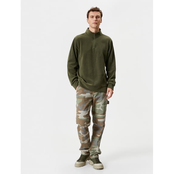 High Neck Long Sleeve Half Zipper Polar Sweatshirt