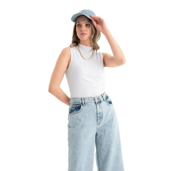 High Neck Ribbed Bodycon Top